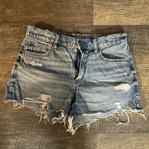American Eagle Outfitters Blue Distressed Jean Shorts